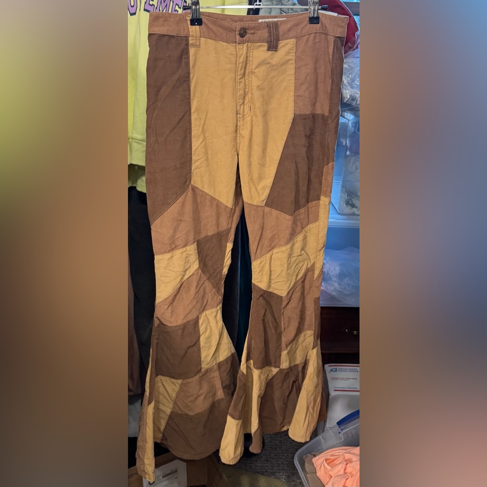 Free People Brown Patchwork Flare Jeans - Picture 6 of 9